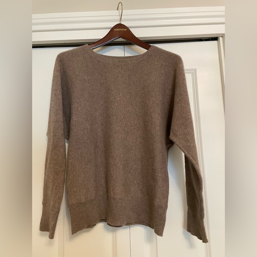 100% Cashmere sweater. 2 ply. Oatmeal/brown